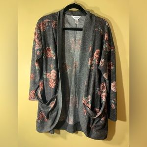 Open Cardigan in Rose Print